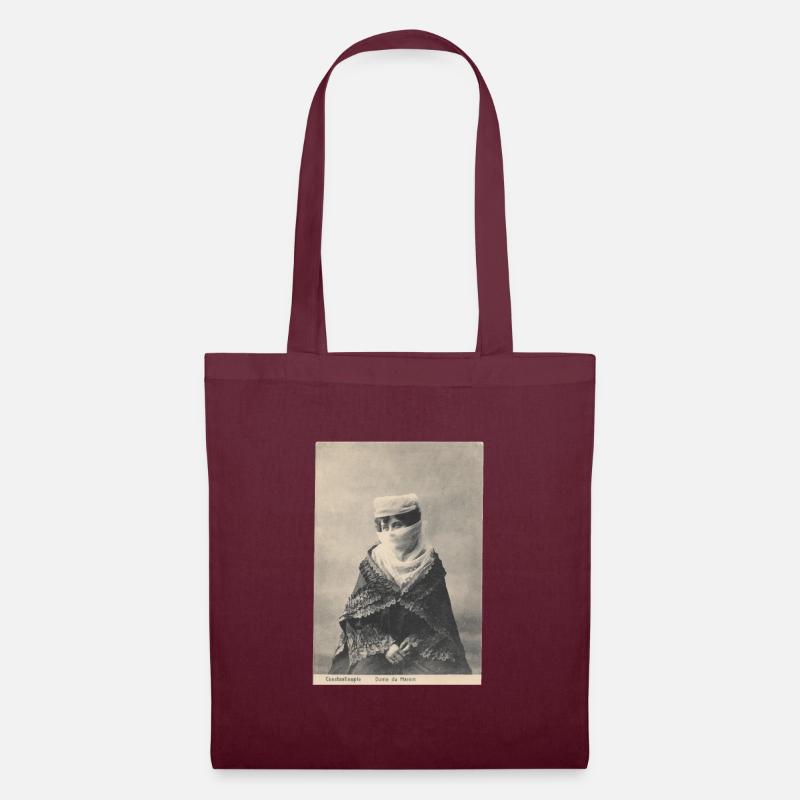 Harem lady Ottoman Empire on old postcard - Tote Bag - burgundy
