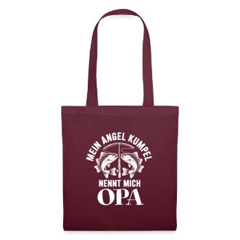 Opa und Enkel Angeln Angelbuddys. Geschenk für Opa - Stoffbeutel - Burgunderrot - Vorne