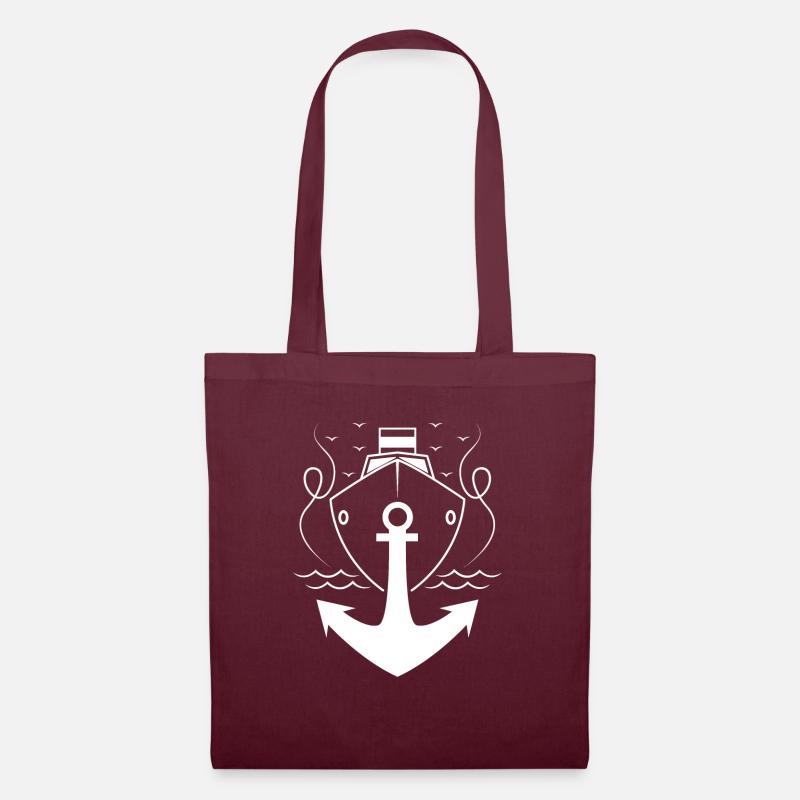 Anchor with ship - Tote Bag - burgundy