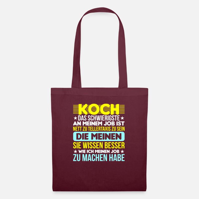 Lustiges Koch Sprüche Küchenchef Küche - Stoffbeutel - Burgunderrot