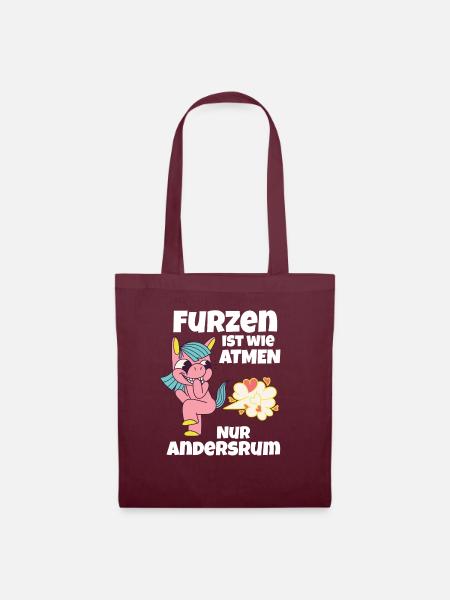 lustiges einhorn furz - Stoffbeutel - Burgunderrot
