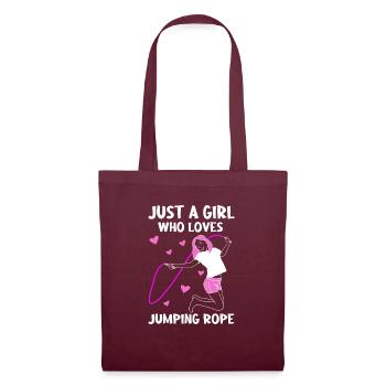 Jumping Rope - A Girl Who loves rope jumping - Stoffbeutel - Burgunderrot - Vorne