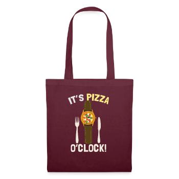 Es ist Pizza O'Clock - Stoffbeutel - Burgunderrot - Vorne