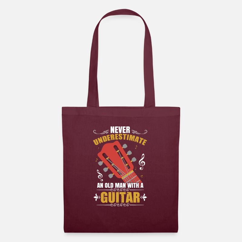 Never Underestimate An Old Man With A Guitar - Tote Bag - burgundy