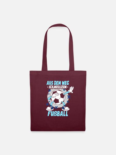 Ich Muss Zum Fußball - Stoffbeutel - Burgunderrot
