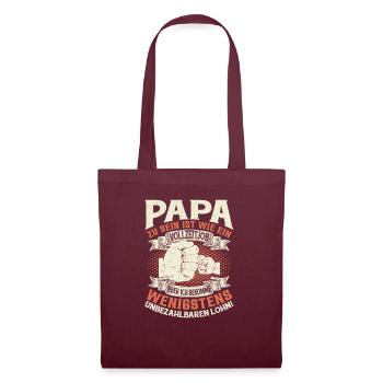Papa Sprüche Vatertag - Stoffbeutel - Burgunderrot - Vorne