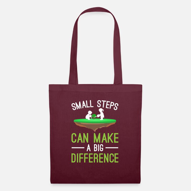 Small Steps Can Make a Big Difference - Stoffbeutel - Burgunderrot