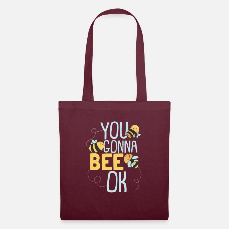 Tu vas à Bee Ok | Bourdon mignon d’abeille - Sac en tissu - bordeaux