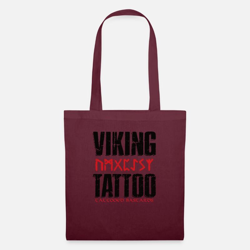Viking Wikinger Tattoo Inked tattooed - Stoffbeutel - Burgunderrot