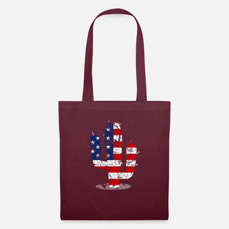 4. Juli Kaktus US-Flagge - Stoffbeutel - Burgunderrot