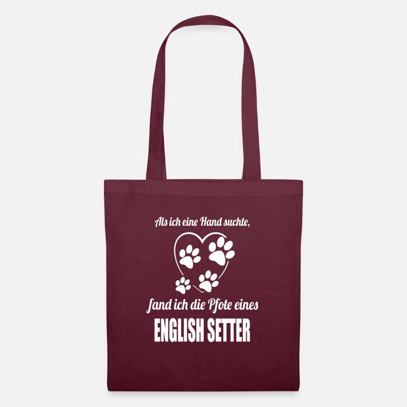 Hand & Pfote - Spruch - English Setter - Stoffbeutel - Burgunderrot