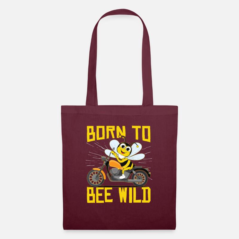 Born To Bee Wild | Motorrad Motorrad Biene - Stoffbeutel - Burgunderrot