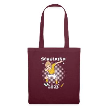 Schulkind 2023 Fußball - Stoffbeutel - Burgunderrot - Vorne