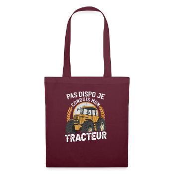 Pas Dispo Je Conduis Mon Tracteur - Sac en tissu - bordeaux - Devant