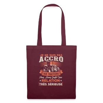 Drôle Paysan Dicton Tracteur Fermier Cadeaux - Sac en tissu - bordeaux - Devant