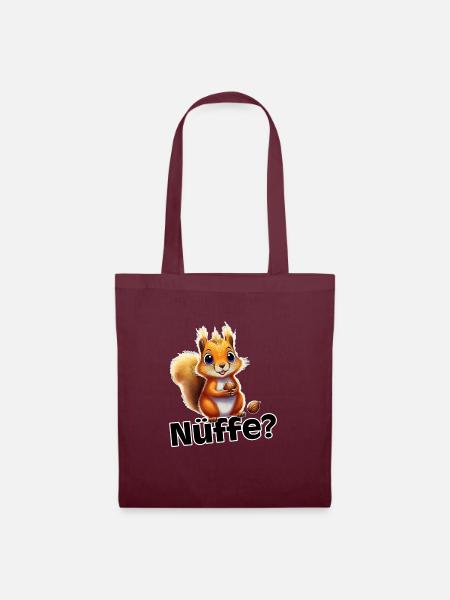 Nüffe? Süßes Eichhörnchen Shirt - Stoffbeutel - Burgunderrot