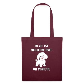 Humour chien petit caniche - Sac en tissu - bordeaux - Devant