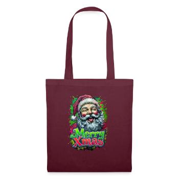 Merry Xmas Funny Santa - Tote Bag - burgundy - Front