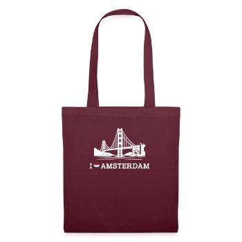 I Love Amsterdam Flag Heart Golden Gate Bridge Pun - Tote Bag - burgundy - Front