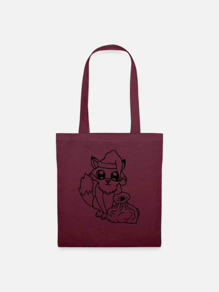 Fuchs Rotfuchs Weihnachtsmann Weihnachten Geschenk - Stoffbeutel - Burgunderrot