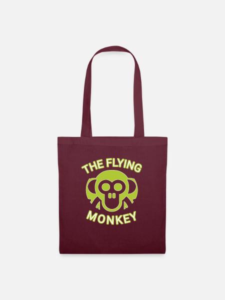 The flying Monkey Grün - Stoffbeutel - Burgunderrot