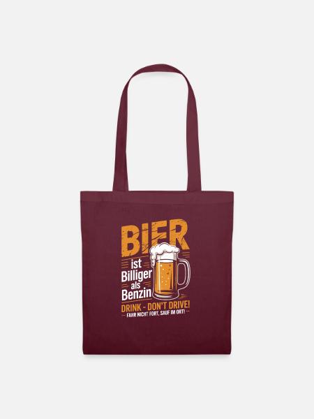 Witziges Bier Design - Stoffbeutel - Burgunderrot