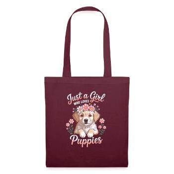 Just a Girl who loves puppies - Tote Bag - burgundy - Front