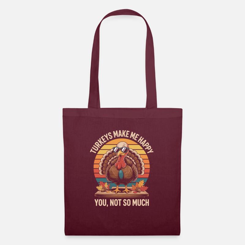 Witziges Thanksgiving Design mit Truthahn - Stoffbeutel - Burgunderrot