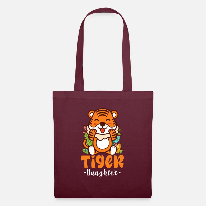 Tiger Tochter - Süße Mädchen Tiger Cub - Stoffbeutel - Burgunderrot