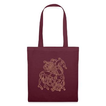 Celtic Knot Norse Dragon with Serpent - Tote Bag - burgundy - Front