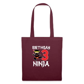 Funny Birthday Ninja 3 years old birthday - Tote Bag - burgundy - Front
