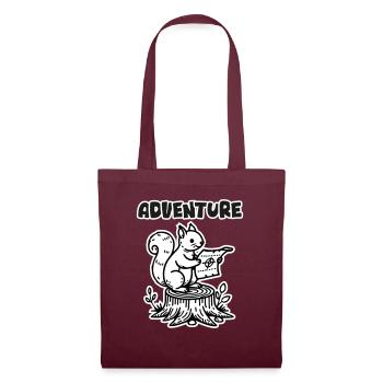 Squirrel Holding a map - "Adventure" Design - Tote Bag - burgundy - Front