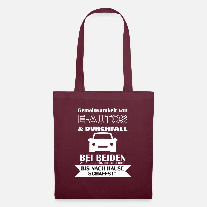 E Auto Elektro Auto Elektroauto Spruch Geschenk - Stoffbeutel - Burgunderrot