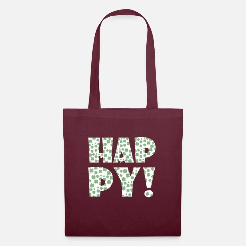 happy - Stoffbeutel - Burgunderrot