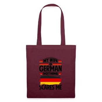 Germany My Wife Is German Nothing Scares Me Funny - Tote Bag - burgundy - Front