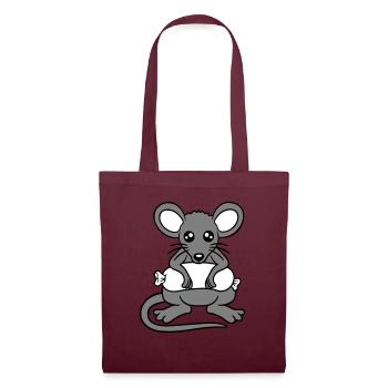 Souris grosse saucisse manger faim saucisse grillades - Sac en tissu - bordeaux - Devant