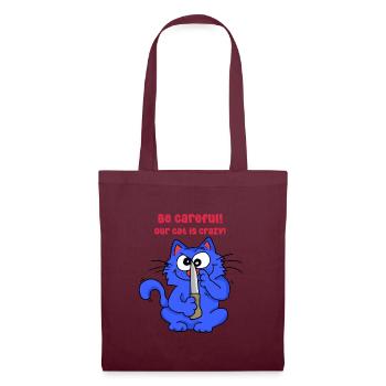 Be careful our cat is crazy - Stoffbeutel - Burgunderrot - Vorne