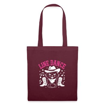 Ich liebe meine Katze und Line Dance - Stoffbeutel - Burgunderrot - Vorne