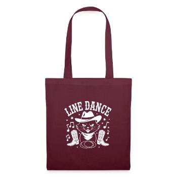 Ich liebe meine Katze und Line Dance - Stoffbeutel - Burgunderrot - Vorne
