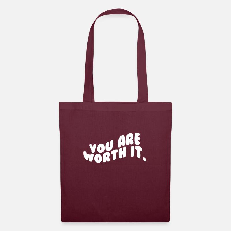 You Are Worth It - Motivations Spruch - Stoffbeutel - Burgunderrot