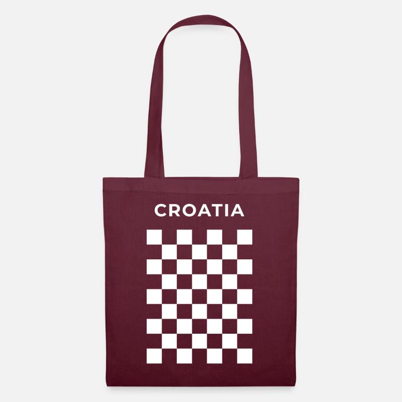 Croatian Checker White - Tote Bag - burgundy