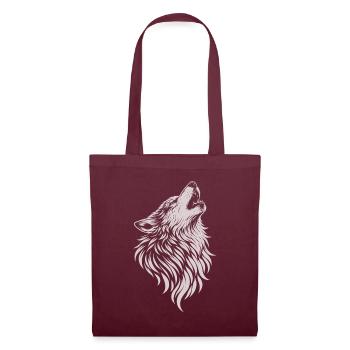 Loup hurlant dans le style vintage - Sac en tissu - bordeaux - Devant