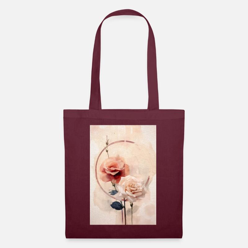 Art rose flowers - Stoffbeutel - Burgunderrot