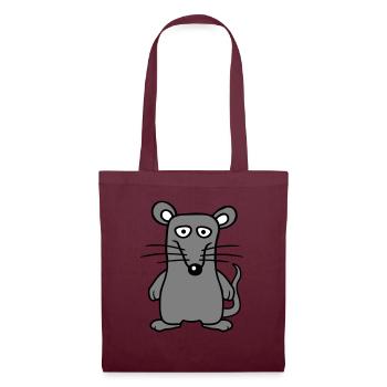 Maus Mäuschen Süße Kleine Ratte Nager Lustig Comic - Stoffbeutel - Burgunderrot - Vorne