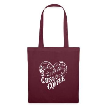 J’adore les chats et le café - Sac en tissu - bordeaux - Devant