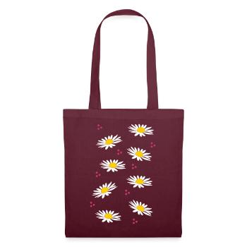 margaritas blanches - le printemps appelle - Sac en tissu - bordeaux - Devant