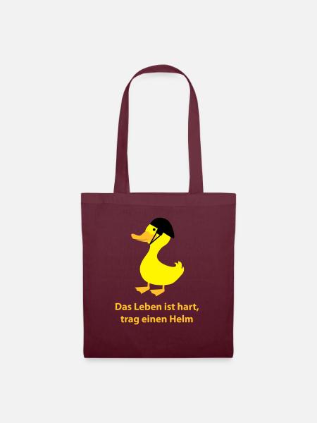 Ente mit Helm - Stoffbeutel - Burgunderrot