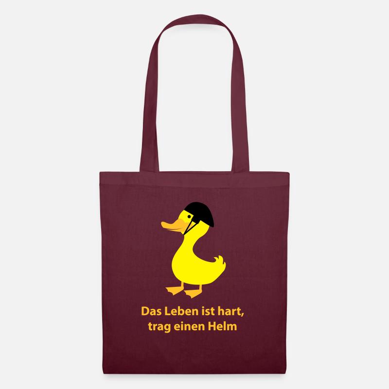 Ente mit Helm - Stoffbeutel - Burgunderrot