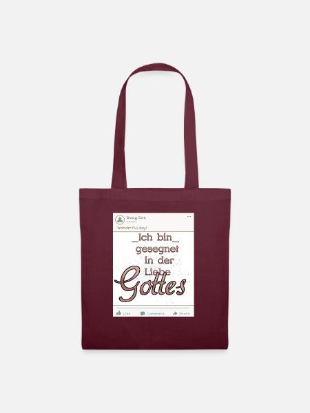 Ich bin gesegnet in der Liebe Gottes - Stoffbeutel - Burgunderrot