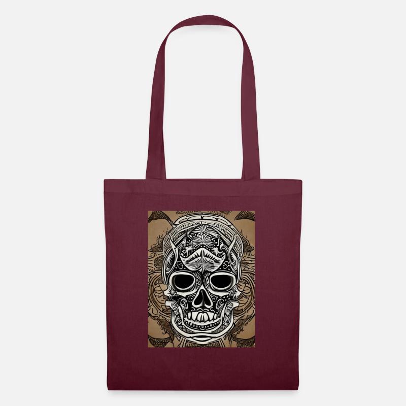 Totenkopf - Stoffbeutel - Burgunderrot